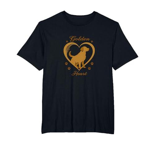 Golden Heart Golden Retriever Love Paw Prints Dog Lovers T-Shirt, Herren Große Größen, Schwarz, 3X Tall von Generic
