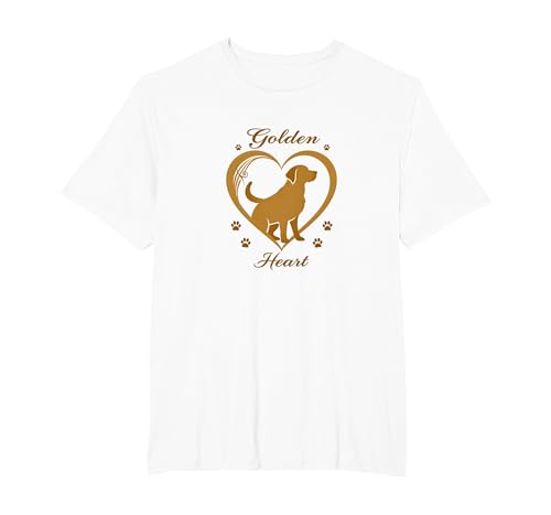 Golden Heart Golden Retriever Love Paw Prints Dog Lovers T-Shirt, Herren Große Größen, Weiß, 3X Tall von Generic