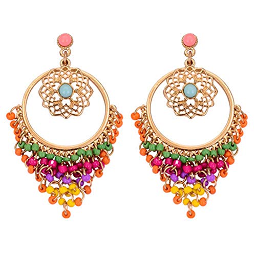 Goldene Ohrringe, bunte Ohrringe für Damen, Boho, Dangle Dangle Ohrringe, Hochzeit, Party, hochwertiger Schmuck von Generic