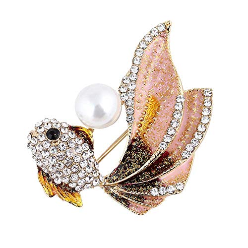 Goldfish Kunstperle Strass Halskette Brosche Kleidung Schmuck von Generic