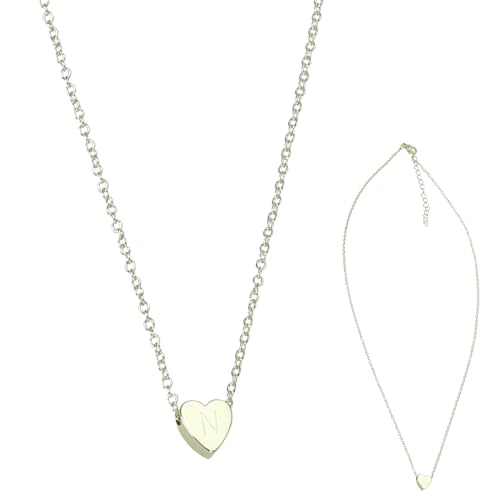 Goldkette mit Buchstaben Damen Mädchen, Herz Kette mit Buchstaben Gold Vergoldet Herzkette Buchstaben Halskette Kette Gold Damen Gold Schmuck Geschenke für Frauen Teenager Mädchen Kette (N, One Size) von Generic