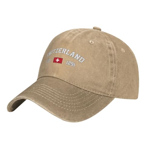 Golf Caps Schweiz Flagge Capatmungsaktive Mütze Snapbacks Basecap Original Cowboy-Hut Für Reisen, Herren, Auf Reisen von Generic
