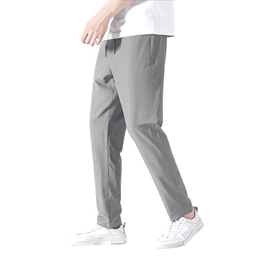 Golfhose Herren Lang Jogginghose Stretch Geradem Anzughose für Männer Leicht Loose Fit Freizeithose Einfarbig Sporthose mit Tasche Regular Fit Trainingshose Drawstring Belt Elastische Hosen von Generic