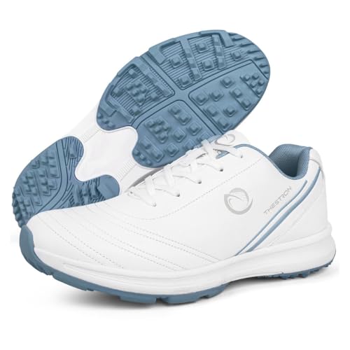 Golfschuhe Für Frauen wasserdichte Spikeless Golf Sport Turnschuhe Luftkissen Damen Leichte rutschfeste Casual Gym Schuhe,Blau,39 EU von Generic