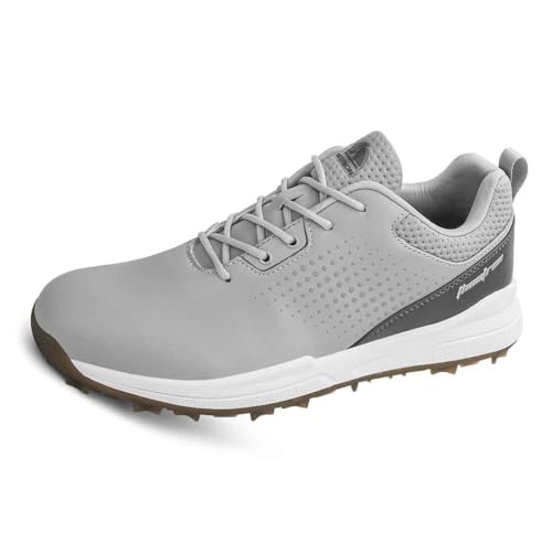 Golfschuhe Für Herren Leichte Wasserabweisende Sportschuhe rutschfeste Dämpfung Golfer Sportschuhe,Grau,40 EU von Generic