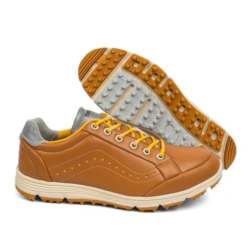 Golfschuhe in Übergröße Für Herren, Professionelle wasserdichte Wanderschuhe rutschfeste Golfplatzschuhe Für Den Außenbereich,Gelb,44 EU von Generic
