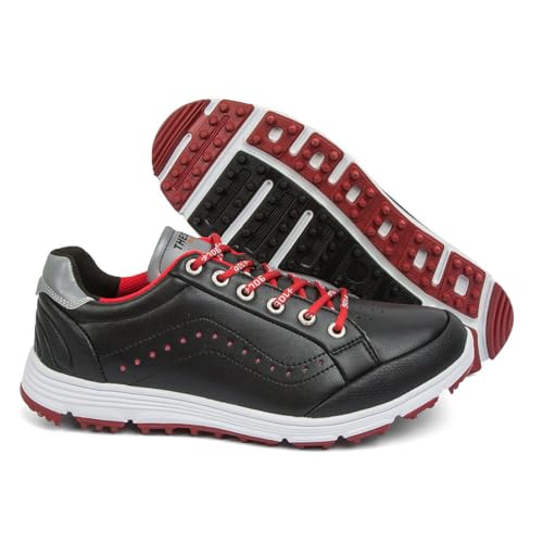 Golfschuhe in Übergröße Für Herren, Professionelle wasserdichte Wanderschuhe rutschfeste Golfplatzschuhe Für Den Außenbereich,Schwarz,47 EU von Generic
