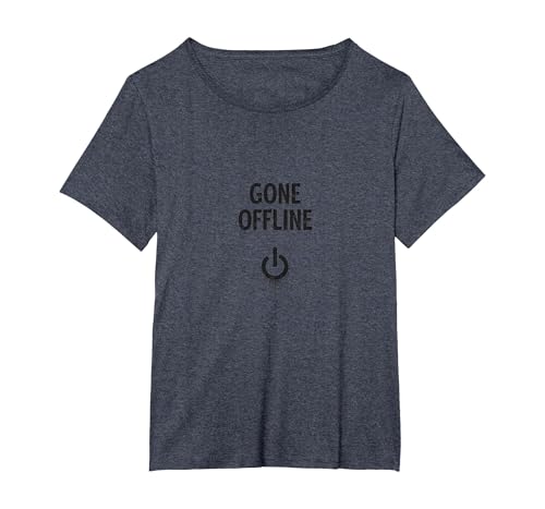 Gone Offline Power-Button Art Digital Detox T-Shirt, Damen Große Größen, Blau Meliert, 5X von Generic