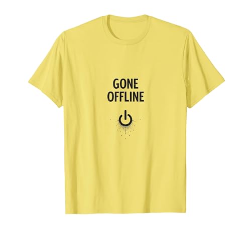 Gone Offline Power-Button Art Digital Detox T-Shirt, Herren, Gelb, XXL von Generic