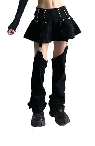Gothic Alt Kleidung Cargohose Rock Emo Aushöhlen Patchwork Y2k Cyber ​​Jeans Techwear Harajuku 90er Punk Nieten Grunge Hose-1-S von Generic