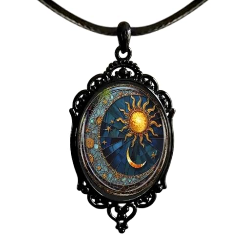 Gothic Halskette | Schmuck für Damen Mond Sonne Stern Schmuck Gothic Halskette Anhänger | Damen Halskette Modeschmuck Gothic Halskette für Neujahr Weihnachten von Generic