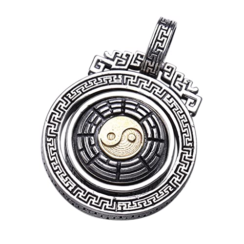 Gothic-Halskette für Herren aus S925 Sterlingsilber mit Tai-Chi-Bagua-Anhänger von Generic