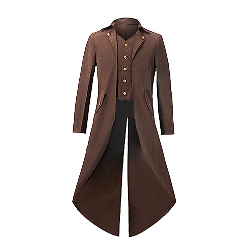 Gothic Mantel Herren Vintage Viktorianischen Cosplay Kostüm Trenchcoat Gehrock Langarm Smoking Jacke Gothic Kleidung Herren Mantel Für Karneval Halloween Kostüme von Generic