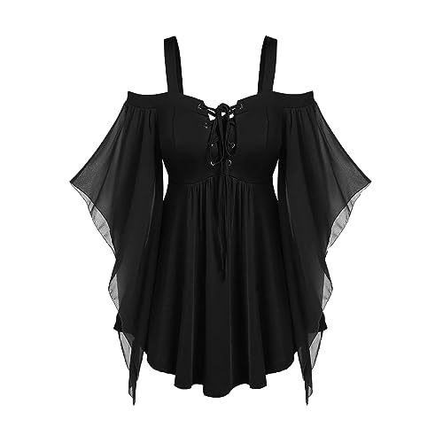 Gothic Retro Kleid Frauen Gothic Punk Damen Halloween Gothic T-Shirt ärmelloses Top V-Ausschnitt Tank Top Für Karneval Halloween Fasching Mottoparty Schicke Sale Angebote 2024 von Generic