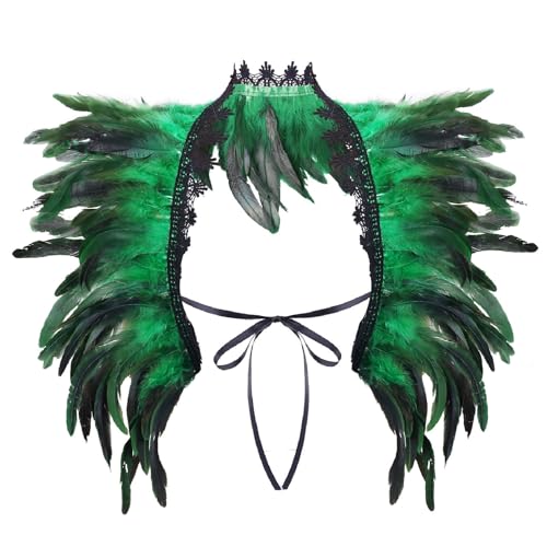 Gothic Schwarz Feder Cape Schal Federn Schulter Flügel Kostüm für Damen Karneval-Maskerade-Cosplay-Kostüme von Generic