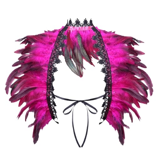 Gothic Schwarz Feder Cape Schal Federn Schulter Flügel Kostüm für Damen Karneval-Maskerade-Cosplay-Kostüme von Generic