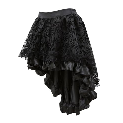 Gothic Steampunk Minirock Damen Asymmetrischer High Low Rock Corsage Chiffon Festlich Rock Vorne Kurz Und Hinten Lang Spitze Mode Y2K Streetwear Gothic Rock von Generic