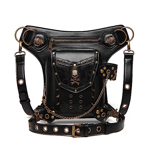 Gotische Steampunk-Hüfttasche, Drop-Bein-Arm-Tasche, Taillen-Schulter-Gürteltaschen, Geldbörse, Schwarzer Rucksack, Outdoor-Wanderrucksack von Generic