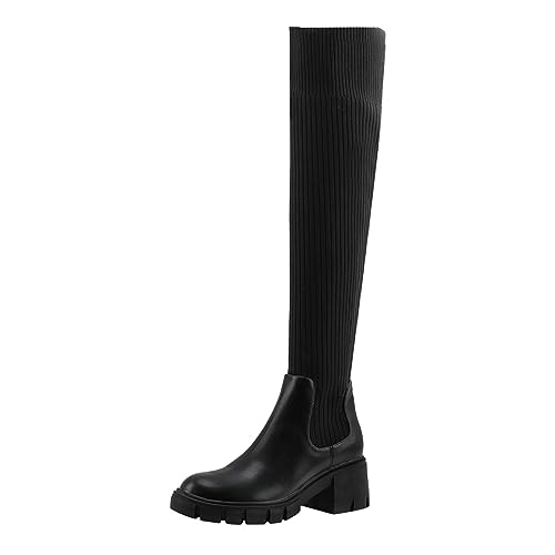 Gr. 36 Mädchen Europa und die Vereinigten Staaten sowie der Außenhandel der Vereinigten Staaten für dicke Stiefel mit rundem nach dem Riemen klassische Modelle und Stiefeletten Damen (a-Black, 37) von Generic