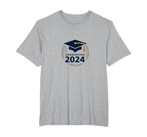 Graduation 2024 Celebratory Cap Design für Absolventen T-Shirt, Herren Große Größen, Grau Meliert, 4X Tall von Generic