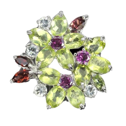 Granat Ring Olivine Aquamarin Blume r 17, Single Granat Ring Olivine Aquamarin Blume r 17, Single von Generic