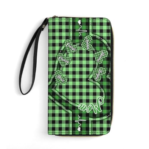 Grandma's Little Sweethearts Personalisierte Damengeldbörse, individueller Name, PU-Leder, Münzgeldbörse, Kartenhalter, lange Geldbörse, Stil 2-Mom 3, 7.8*4.1 inch, Classic von Generic