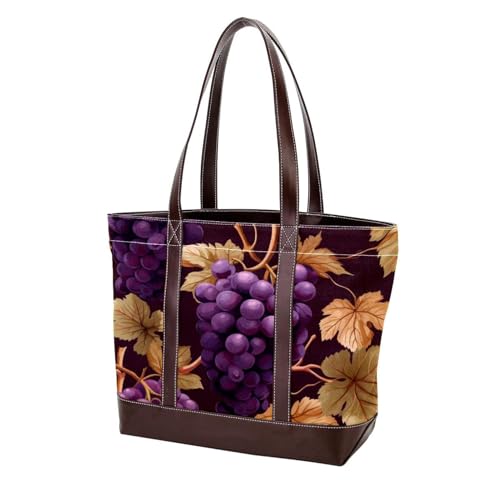 Grape Art-845 modische Damen-Geldbörse aus gewaschenem, strapazierfähigem Leder mit Tragegriff oben und Taschen, Reißverschluss, mehrfarbig, 33,8 x 12 x 31 cm von Generic