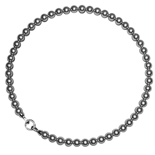 Graue Perlenkette für Damen, einzigartiges tahitianisches Design, 45,7 cm verstellbare Länge, silberfarbener Verschluss, leichtes Halsband Graue Perlenkette für Damen, einzigartiges tahitianisches Design, 45,7 cm verstellbare Länge, silberfarbener Verschluss, leichtes Halsband von Generic
