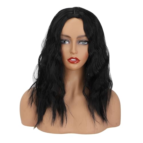 Graue Perücke Herren Kurz Kurze Bob-Perücken Lace Front Echthaar-Perücken für schwarze Frauen lockige Perücken mit Babyhaar vorgezupfte natürliche Haaransatz-Perücken Echthaar (Black, One Size) von Generic