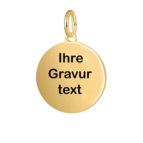 Anhänger Gold Rund gravur 333/8 karat | Inklusive Wunsch-Gravur Namen | Rund Charm für Gravur Gold Ø 10 mm Gravurschmuck aus Echtgold, Schmuckstück für Damen und Herren, zauberhafte Geschenkidee von generic