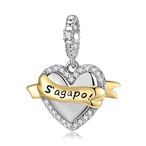 Griechischer Love You Charm-Anhänger, 925er Sterlingsilber, passend für Pandora-Armband-Halskette, PD0732 von Generic