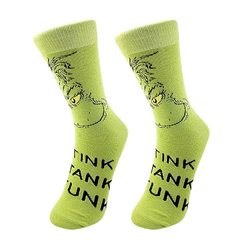 Grinch Kostüm, Weihnachtssocken Herren Damen Weihnachten Lustige Socken Grinch Unisex Kuschelsocken Festival Warme Weihnachts Sockens Frauen Manner Weihnachtssocken Christmas Socks von Generic