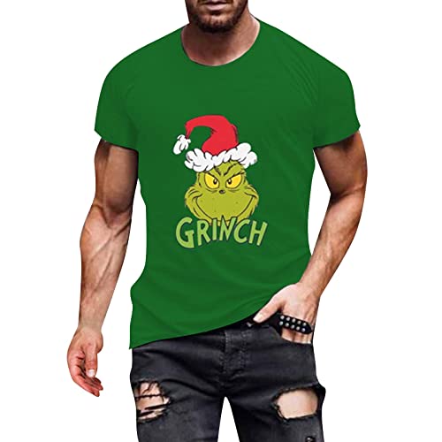 Grinch Schlafanzug Herren Tshirt Grinch Deko Lustig Christmas T-Shirt Ugly Familien Weihnachtsoutfit Oversized Tshirts Kurzarm Weihnachtspulli Hässliche Shirt Weihnachtshemd von Generic