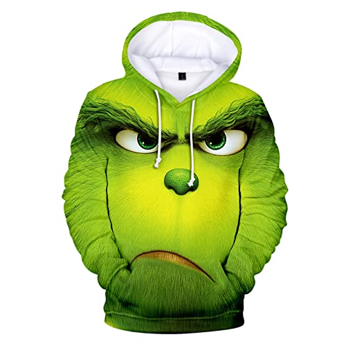 Grinch Weihnachtspullover Herren und Damen Weihnachten Hoodie 3D Lustig Kapuzenpullover Oversize Weihnachts Sweatshirt mit Tasche Langarmshirt Pullover Herbst Winter Festlich Oberteile Jumper von Generic