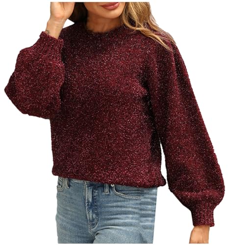 Grobstrickpullover Für Frauen Elegance 2024 Winter Oberteile Warme V-Ausschnitt | Rundhals Kuschelpullover Stilvoller Lässige Strickpullover Langarm Lockere Passform Pulli Langarmshirt von Generic