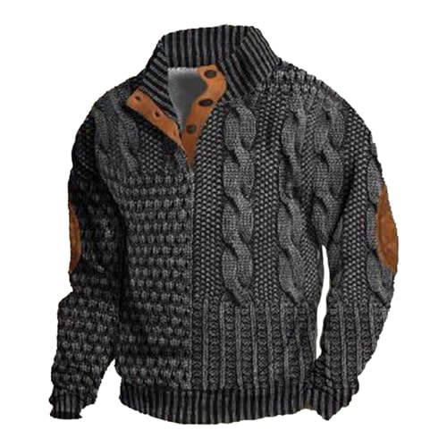 Generic Herren Grobstrickpullover mit Zopfmuster, Stehkragen, Lässiger Locker Gestrickter Pulli Vintage Bequeme Winter Stricken Sweater für Männer Generic Herren Grobstrickpullover mit Zopfmuster, Stehkragen, Lässiger Locker Gestrickter Pulli Vintage Bequeme Winter Stricken Sweater für Männer von Generic