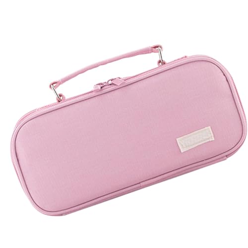 Große Bleistifttasche – mehrschichtige Polyester-Bleistifttasche mit Netztasche, Bleistifttasche für Schule | multifunktionale Federmappe mit großem Fassungsvermögen, Pink, Se référer au descriptif von Generic