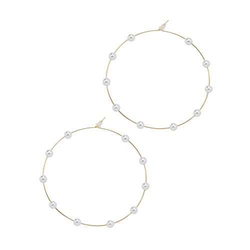 Große Creolen Kreis Perlen Eleganter Schmuck Legierung Ohrringe für Frauen von Generic