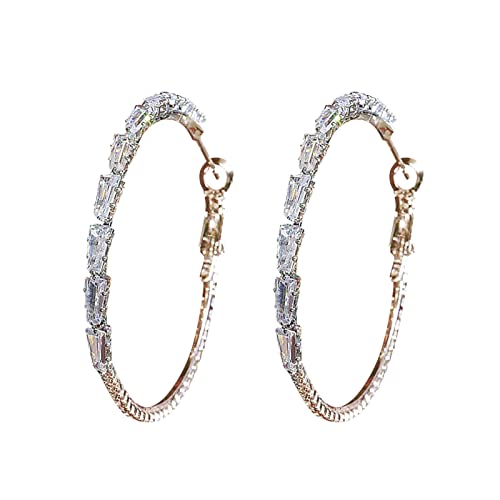 Große Creolen Kreis Strass Ohrringe dünn baumeln Gold Silber Elegant Strass Ohrringe Hochzeit Frauen Accessoires Schmuck Ohrringe für Frauen Drachen Ohrringe, gold, Einheitsgröße von Generic