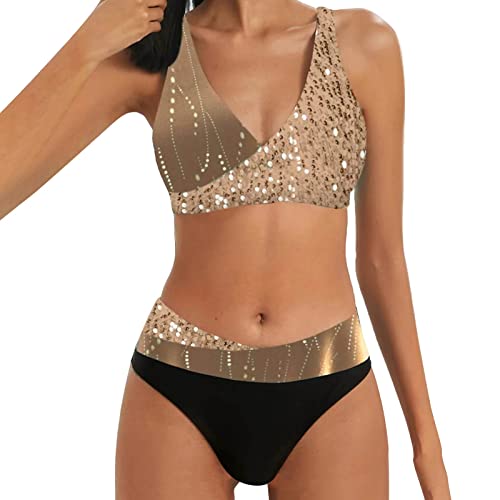 Große Größe Bikini Set Damen Glitzer,Sexy Bikini Damen Set Bauchweg Push Up Farbverlauf-Neckholder Bikini-Sets Große Brüste Bikini Oberteil und High Waist Bikini Hose Bademode Sommer Freizeit Große Größe Bikini Set Damen Glitzer,Sexy Bikini Damen Set Bauchweg Push Up Farbverlauf-Neckholder Bikini-Sets Große Brüste Bikini Oberteil und High Waist Bikini Hose Bademode Sommer Freizeit von Generic