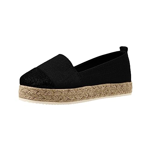 Große Größe Schuhe Weibliche 2023 Europäischen Und Amerikanischen Stil Casual Set Fuß Schuhe Dicke Sohle Farbe Passenden Frauen der Schuhe Pantoletten Goldene Sandalen Absatz Espadrilles (Black, 41) von Generic