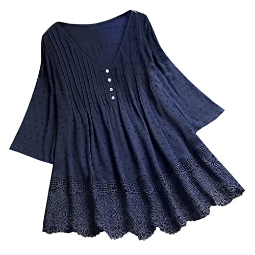 Große Größen Bluse Damen V Ausschnitt Sommer,Retro Boho Oberteil 3/4 Arm-Oversize Elegant Hemd mit Spitze Shirtbluse Einfarbig Longshirt Lose Lagenlook Tunika Hemd Longbluse Oberteile Festliche Große Größen Bluse Damen V Ausschnitt Sommer,Retro Boho Oberteil 3/4 Arm-Oversize Elegant Hemd mit Spitze Shirtbluse Einfarbig Longshirt Lose Lagenlook Tunika Hemd Longbluse Oberteile Festliche von Generic