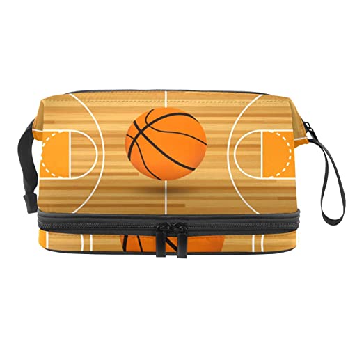 Große Kapazität, Reise-Kosmetiktasche, Basketballplatz, Sport, Make-up-Tasche, wasserdichte Make-up-Tasche, Organizer, Mehrfarbig, 27x15x14 cm/10.6x5.9x5.5 in von Generic