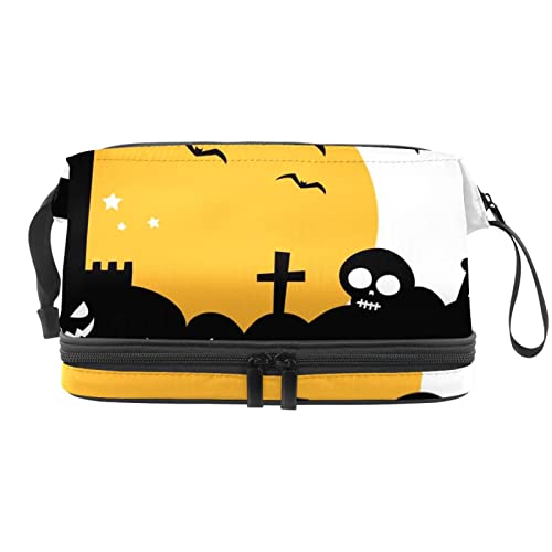 Große Kapazität Reise-Kosmetiktasche, Halloween-Nacht-Hintergrund (4), Make-up-Tasche, wasserdichte Make-up-Tasche, Organizer, Mehrfarbig, 27x15x14 cm/10.6x5.9x5.5 in von Generic