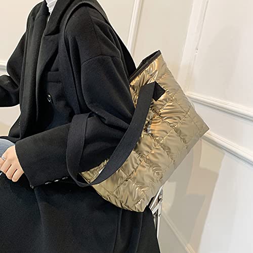 Große Kapazität Stepp Einkaufstaschen Frauen Nylon Tuch Schulter Taschen Weibliche Casual Tote Handtaschen for Mädchen Frauen Straße von Generic