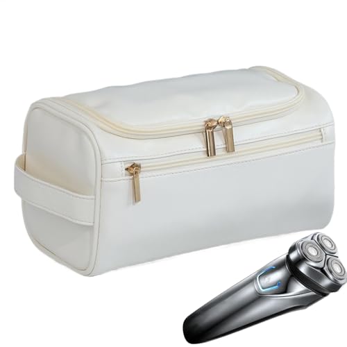 Große Rasiertasche für Herren, Rasiertasche aus PU-Leder, Reise-Utensil für die Rasur, Rasierset für Herren, für Zahnbürsten, Zahnpasta, Reise-Shampoo von Generic