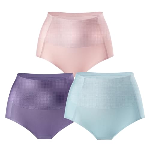 Großer Nahtloser Slip aus Eisseide mit hoher Taille zur Bauchkontrolle, Leichter und atmungsaktiver formender Po-Slip(3pcs-1,XXL) von Generic