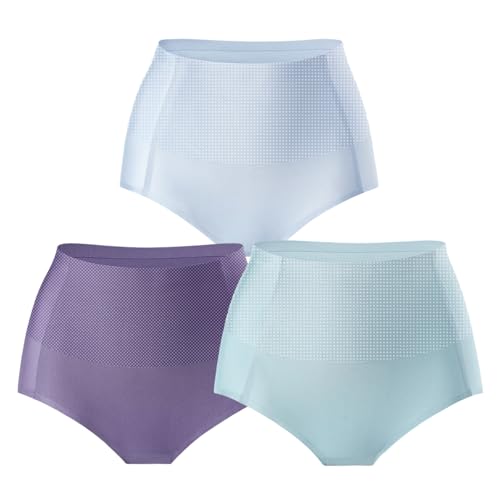 Großer Nahtloser Slip aus Eisseide mit hoher Taille zur Bauchkontrolle, Leichter und atmungsaktiver formender Po-Slip(3pcs-5,M) von Generic
