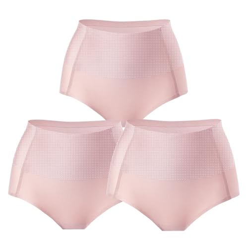 Großer Nahtloser Slip aus Eisseide mit hoher Taille zur Bauchkontrolle, Leichter und atmungsaktiver formender Po-Slip(3pcs-6,XXL) von Generic