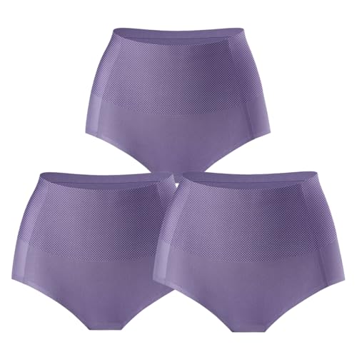 Großer Nahtloser Slip aus Eisseide mit hoher Taille zur Bauchkontrolle, Leichter und atmungsaktiver formender Po-Slip(3pcs-7,XL) von Generic
